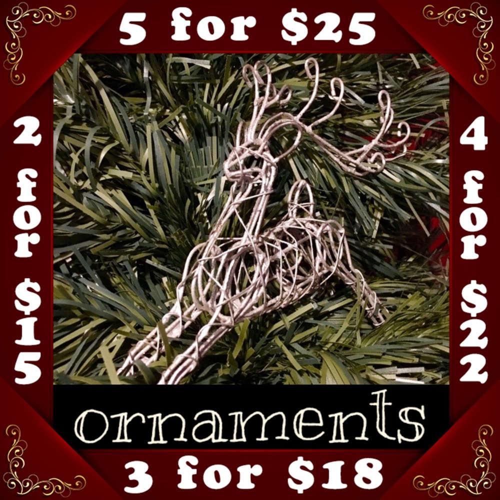 Glitter Reindeer Ornament / Decoration: Christmas Tabletop Wire Rudolf Gift